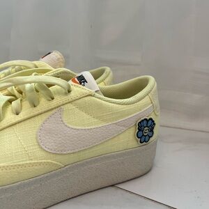 Nike Pale Yellow Sneakers with Blue Flower